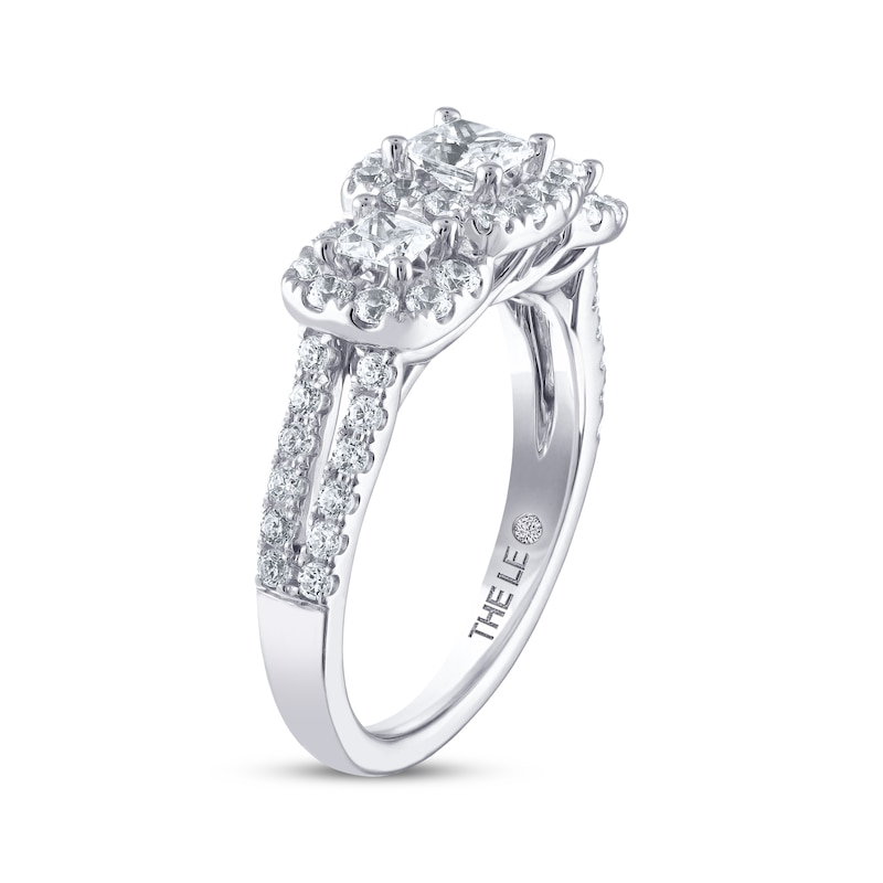 THE LEO Diamond Three-Stone Engagement Ring 1-1/3 ct tw Princess & Round-cut White Gold Plated