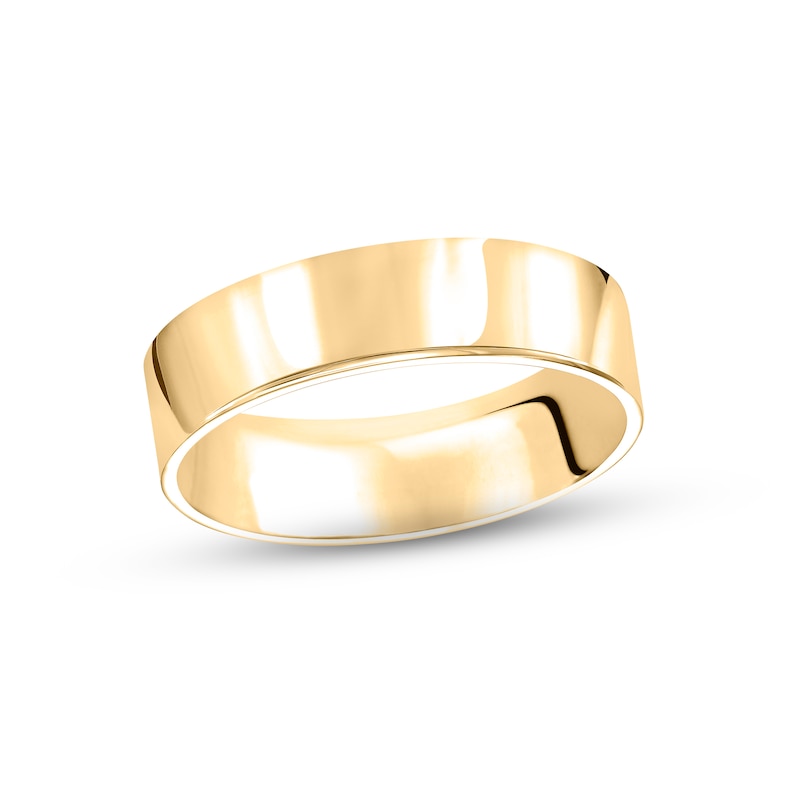 Men's Pipe-Cut Wedding Band Yellow Gold Plated