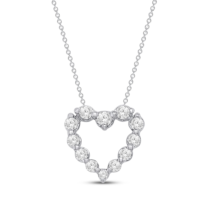 Lab-Created Diamonds by Heart Necklace 1 ct tw White Gold Plated 18"