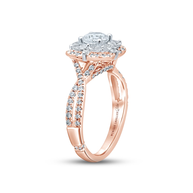 Monique Lhuillier Bliss Diamond Engagement Ring 1-3/8 ct tw Round & Marquise-cut Two-Tone Gold Plated