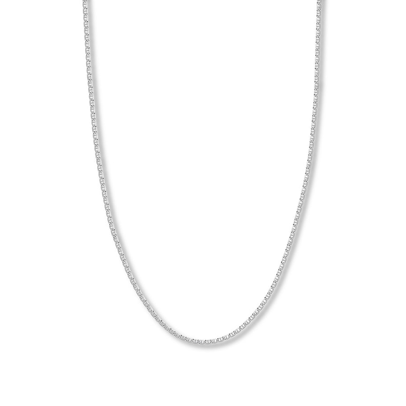 24" Solid Mariner Chain White Gold Plated 2.25mm