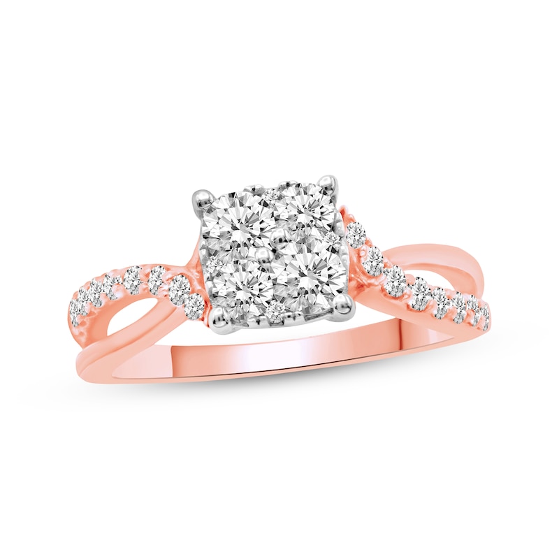 Diamond Engagement Ring 3/4 ct tw Round-cut Rose Gold Plated