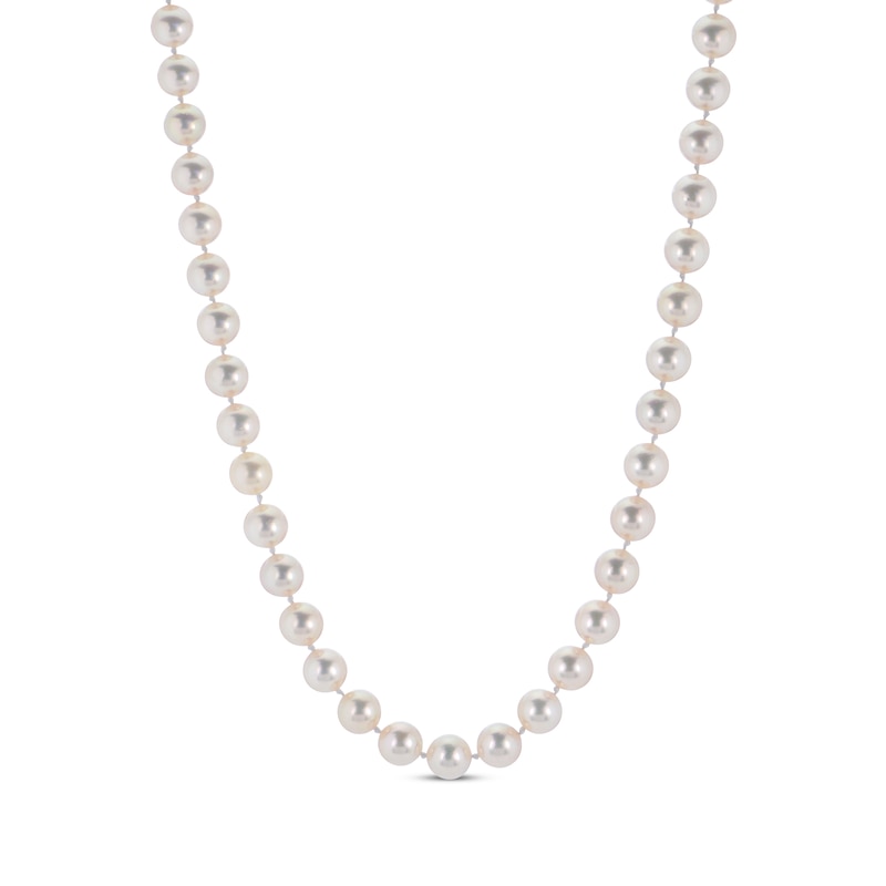 Cultured Akoya Pearl Strand Necklace Yellow Gold Plated 18"
