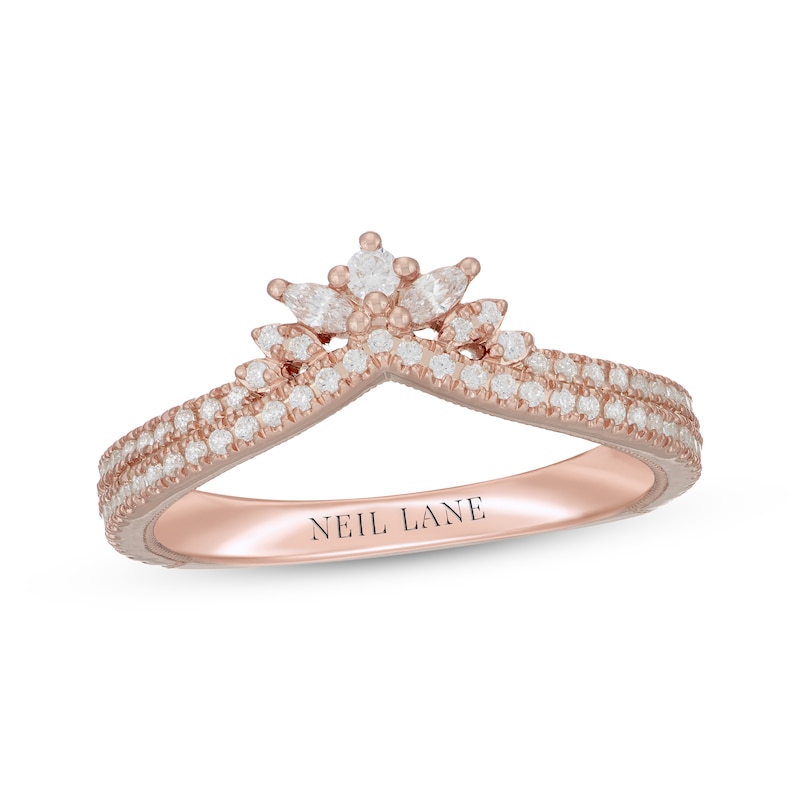 Neil Lane Premiere Marquise & Round-Cut Diamond Chevron Anniversary Band 3/8 ct tw Rose Gold Plated