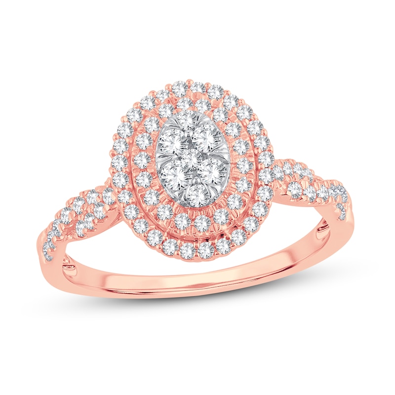 Diamond Engagement Ring 1/2 ct tw Round-cut Rose Gold Plated