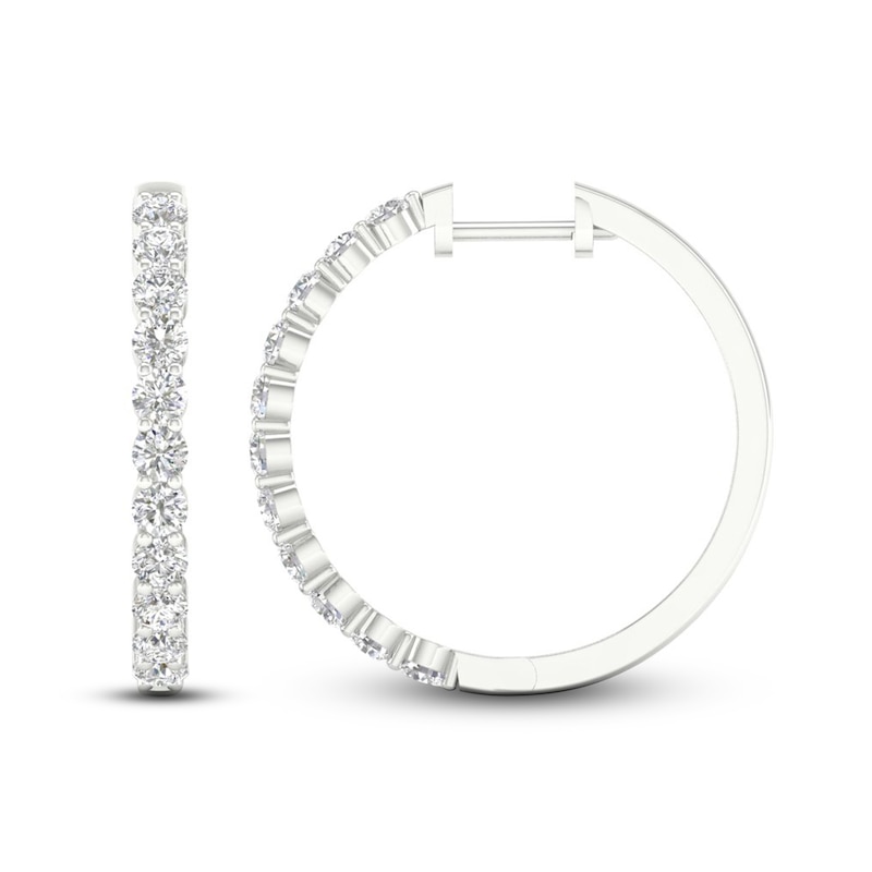 Diamond Hoop Earrings 1-1/2 ct tw Round-Cut White Gold Plated