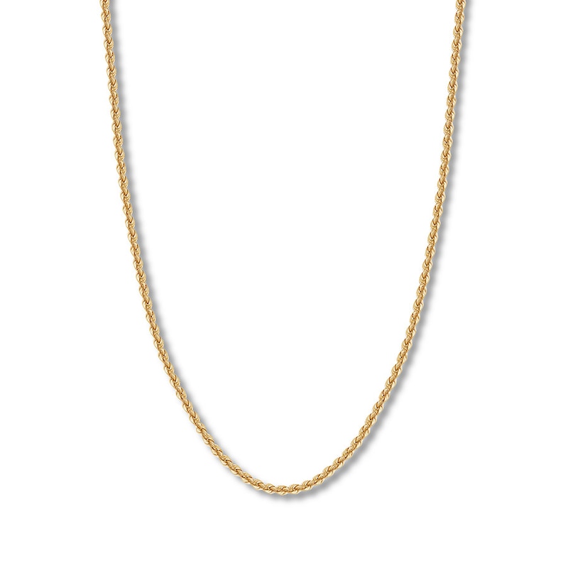 Hollow Rope Chain Yellow Gold Plated 22"