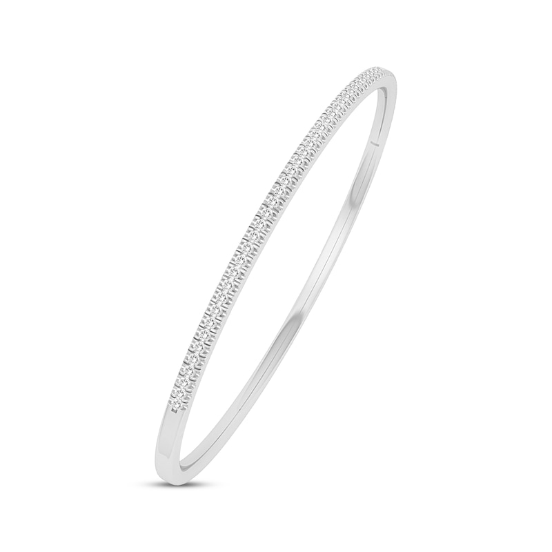 Diamond Pave Bangle Bracelet 1/2 ct tw White Gold Plated