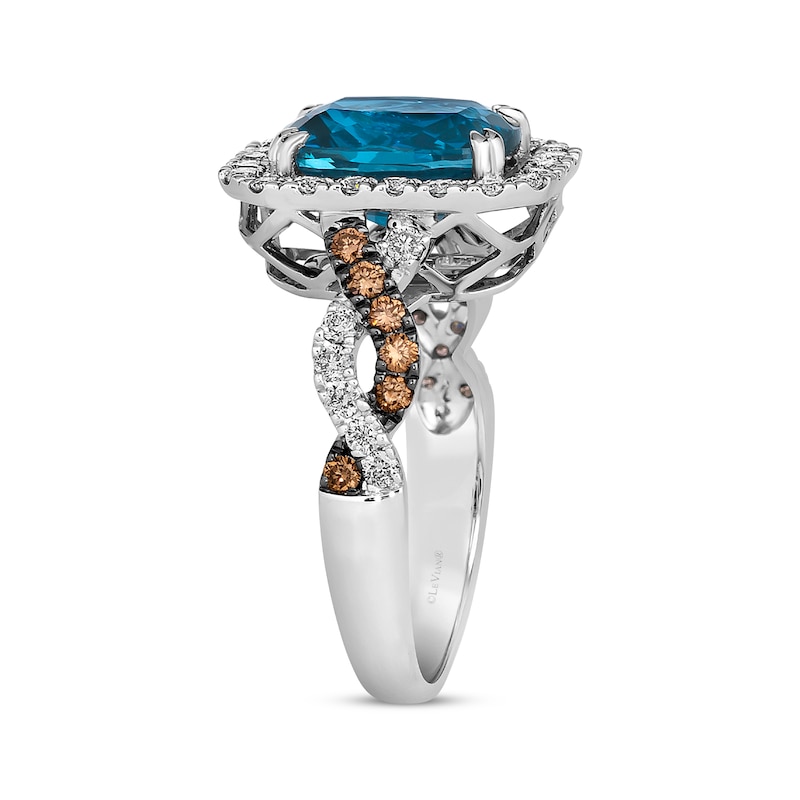Le Vian Cushion-Cut Blue Topaz Ring 7/8 ct tw Diamonds Vanilla Gold Plated