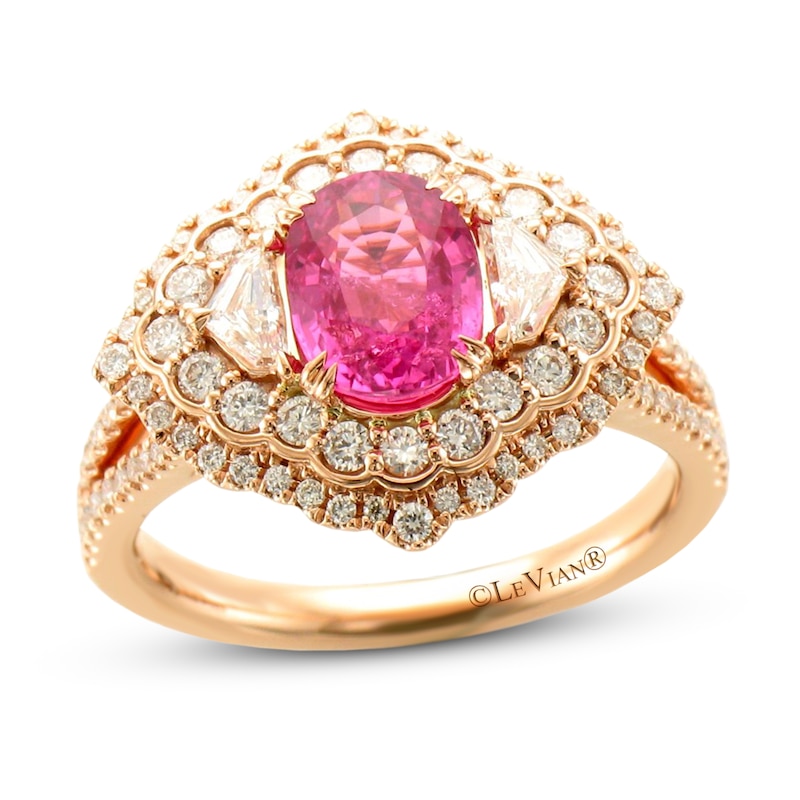 Le Vian Couture Pink Sapphire Ring 3/4 ct tw Diamonds Strawberry Gold Plated - Size 7