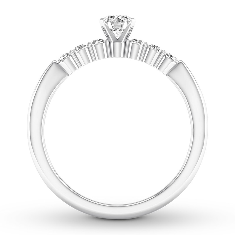 Diamond Engagement Ring 5/8 ct tw Round-cut White Gold Plated