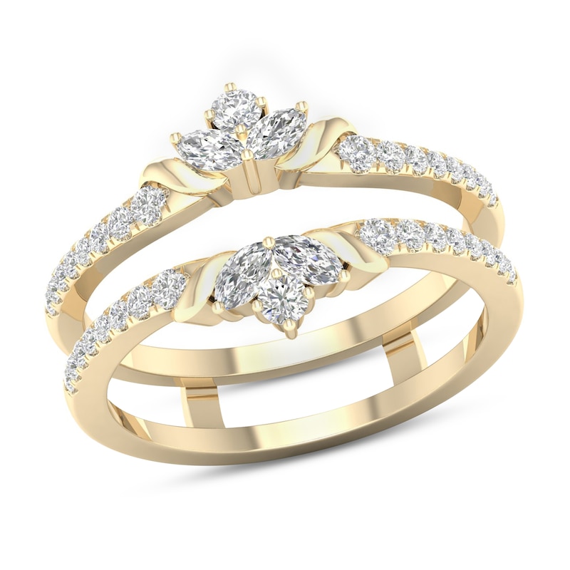 Diamond Enhancer Band 1/2 ct tw Round/Marquise Yellow Gold Plated