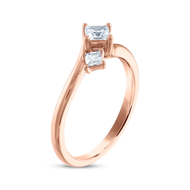 Princess-Cut Diamond Three-Stone Engagement Ring 1/2 ct tw Rose Gold Plated