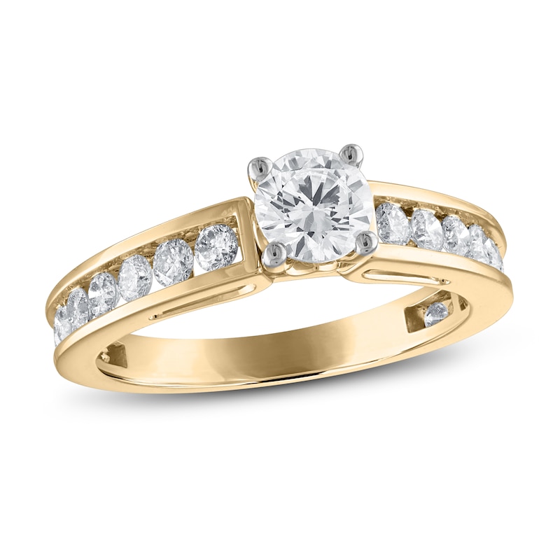 Diamond Engagement Ring 1-1/4 ct tw Round-cut Yellow Gold Plated