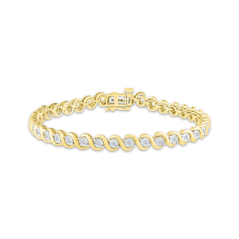 Diamond Bracelet 1 ct tw Yellow Gold Plated 7"