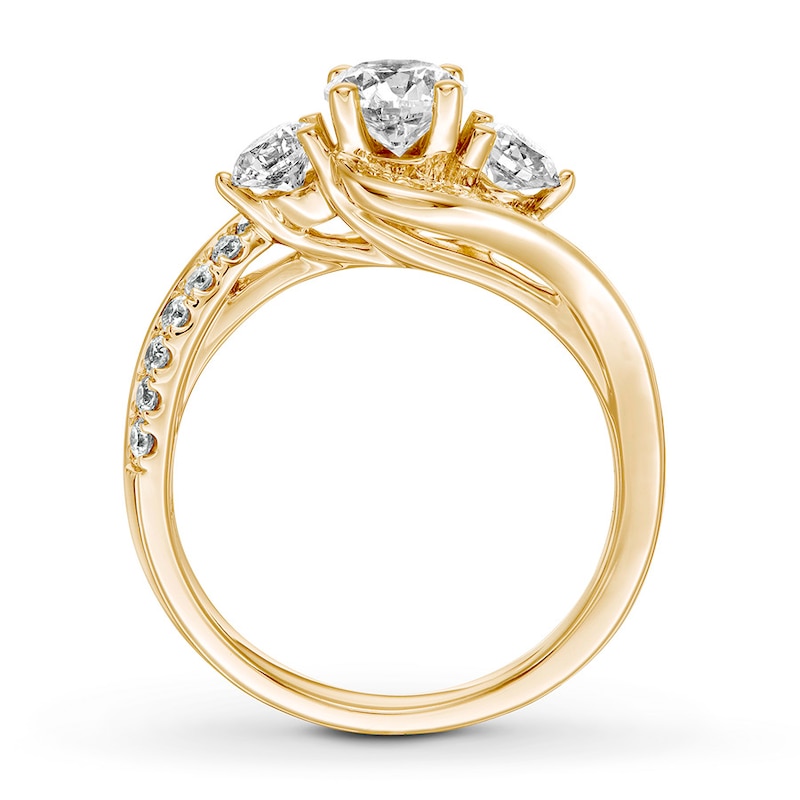 Diamond Engagement Ring 1-3/8 ct tw Round-cut Yellow Gold Plated