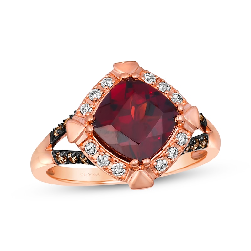 Le Vian Creme Brulee Garnet Ring 1/4 ct tw Diamonds Strawberry Gold Plated