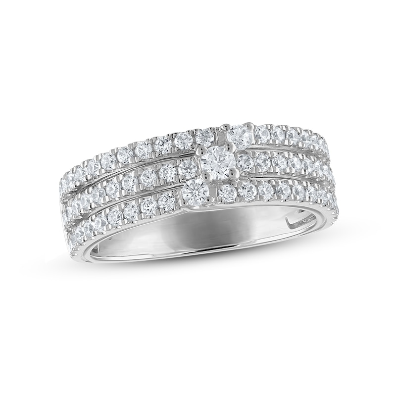 Gender Neutral Diamond Band 3/4 ct tw Round-cut White Gold Plated