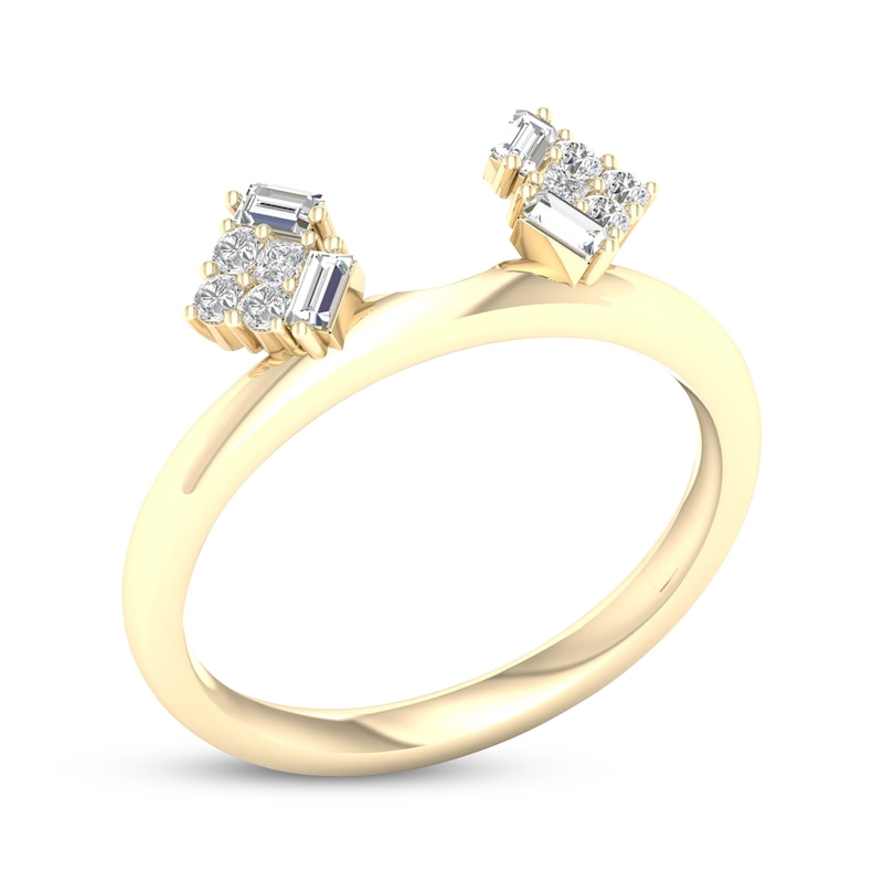 Baguette, Princess & Round-Cut Diamond Enhancer Ring 1/4 ct tw Yellow Gold Plated