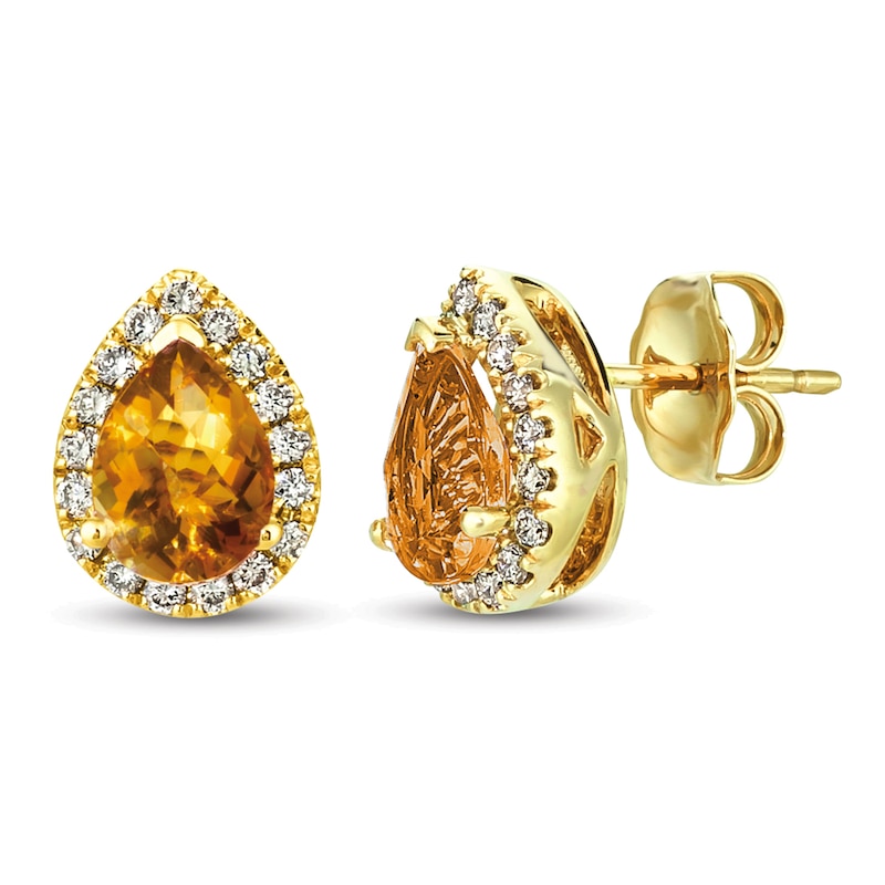 Le Vian Citrine & Diamond Earrings 1/4 ct tw Honey Gold Plated