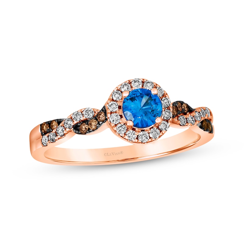Le Vian Chocolate Twist Sapphire Ring 1/4 ct tw Diamonds Strawberry Gold Plated