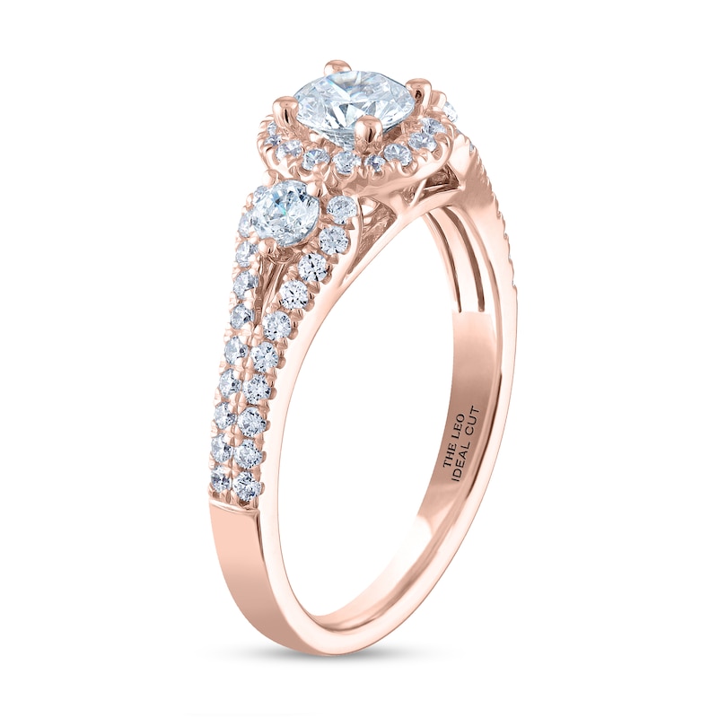 THE LEO Ideal Cut Diamond Three-Stone Engagement Ring 1 ct tw Rose Gold Plated