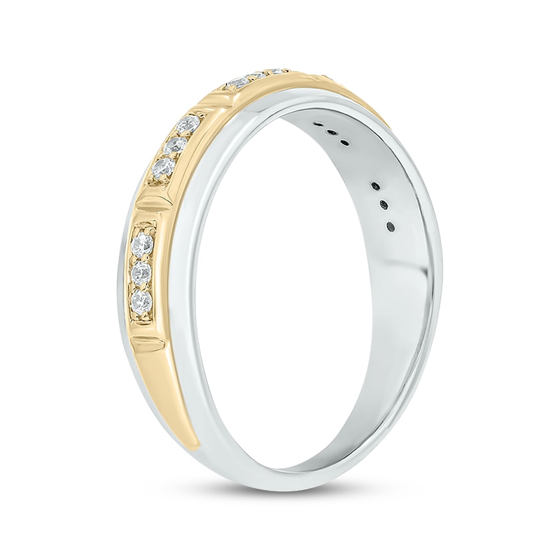 Men’s Round-Cut Diamond Framed Trios Wedding Band 1/5 ct tw Two-Tone Gold Plated