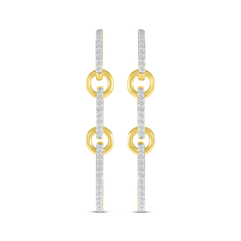 Diamond Circle Link Dangle Earrings 1/2 ct tw Yellow Gold Plated