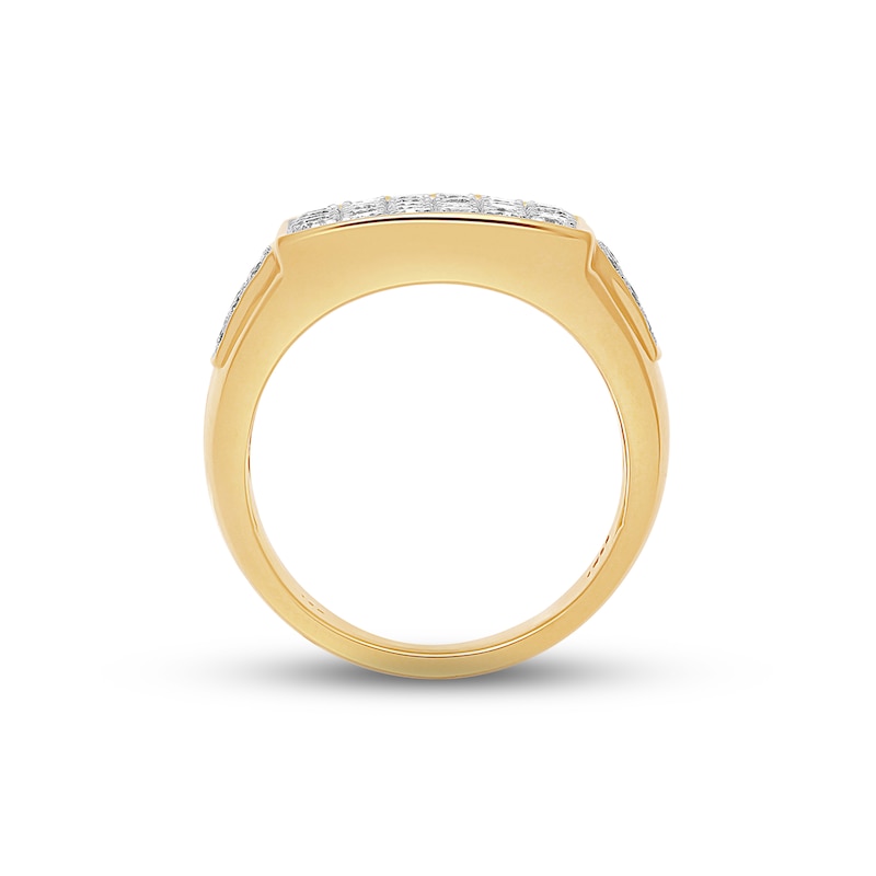 Men's Diamond Ring 2 ct tw Round-cut Yellow Gold Plated