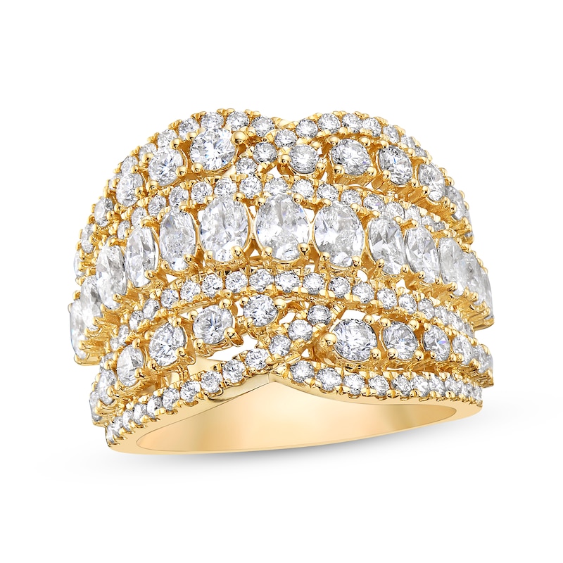 Oval & Round-Cut Multi-Diamond Statement Ring 3 ct tw Yellow Gold Plated