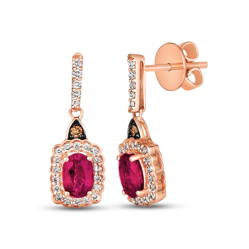Le Vian Ruby Dangle Earrings 1/3 ct tw Diamonds Strawberry Gold Plated