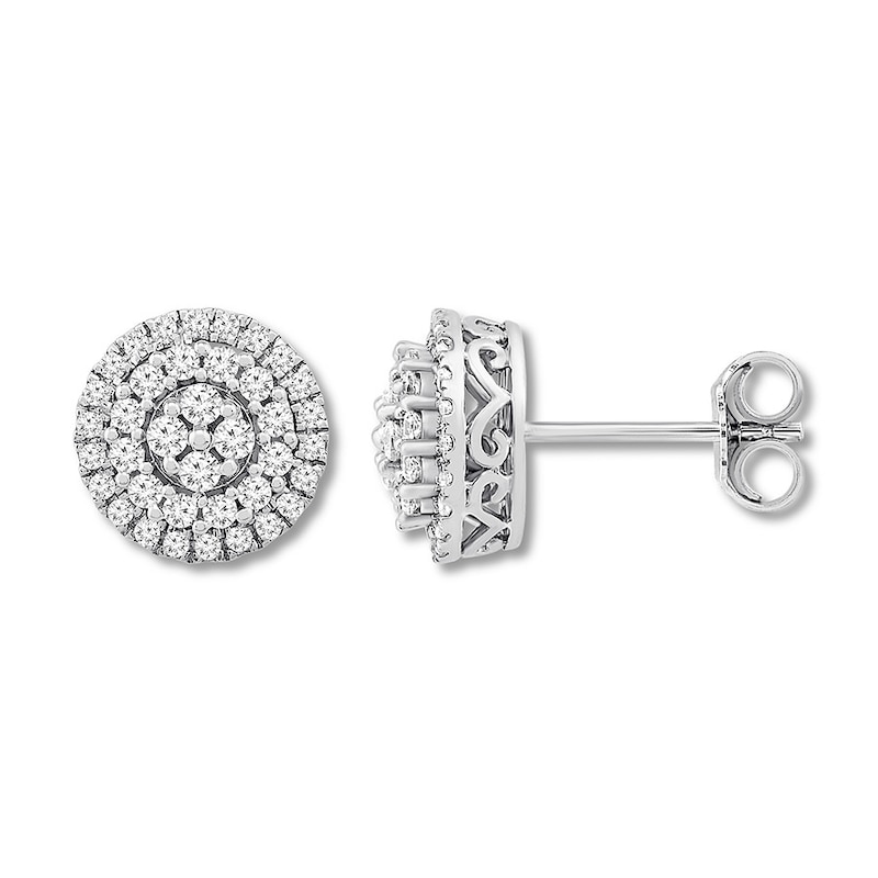 Diamond Earrings 1 ct tw Round-cut White Gold Plated
