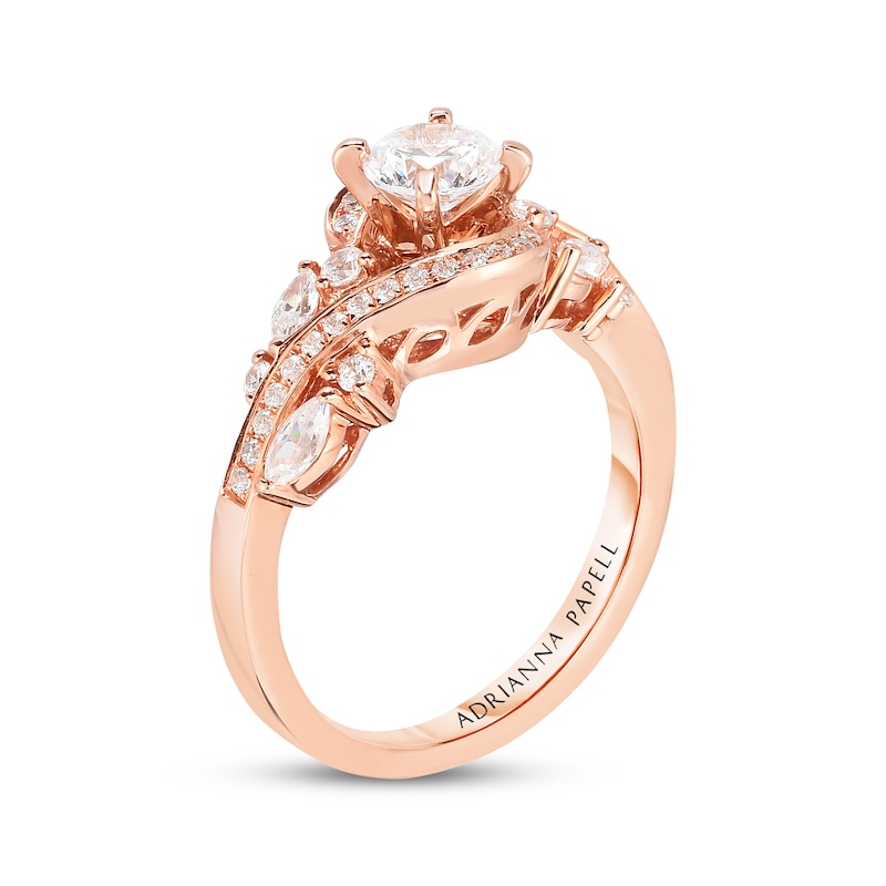 Adrianna Papell Diamond Engagement Ring 1 ct tw Round & Marquise-cut Rose Gold Plated