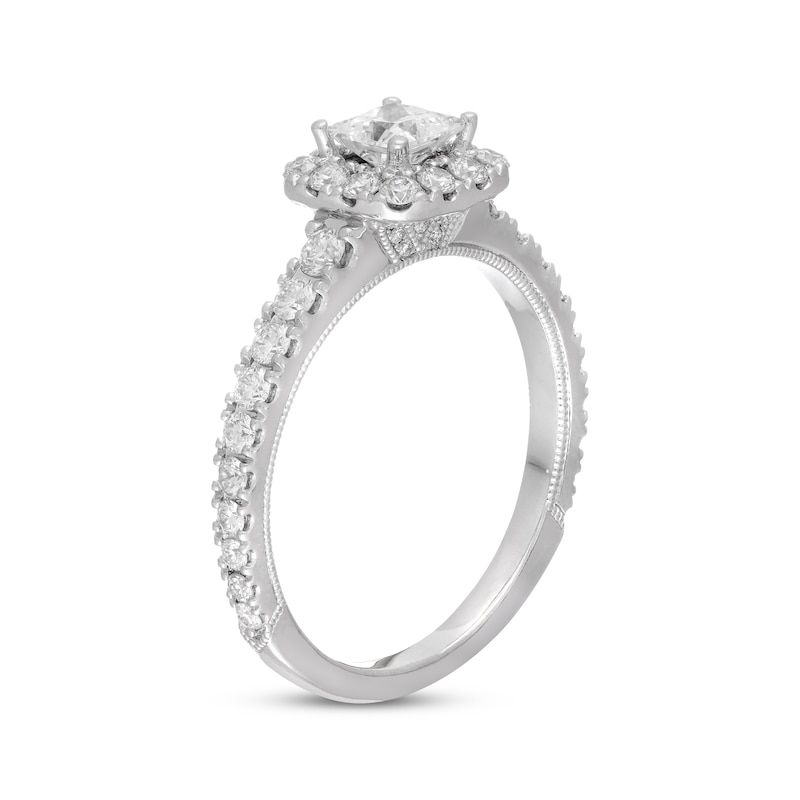 Neil Lane Diamond Engagement Ring 1-1/8 ct tw Princess & Round-cut White Gold Plated