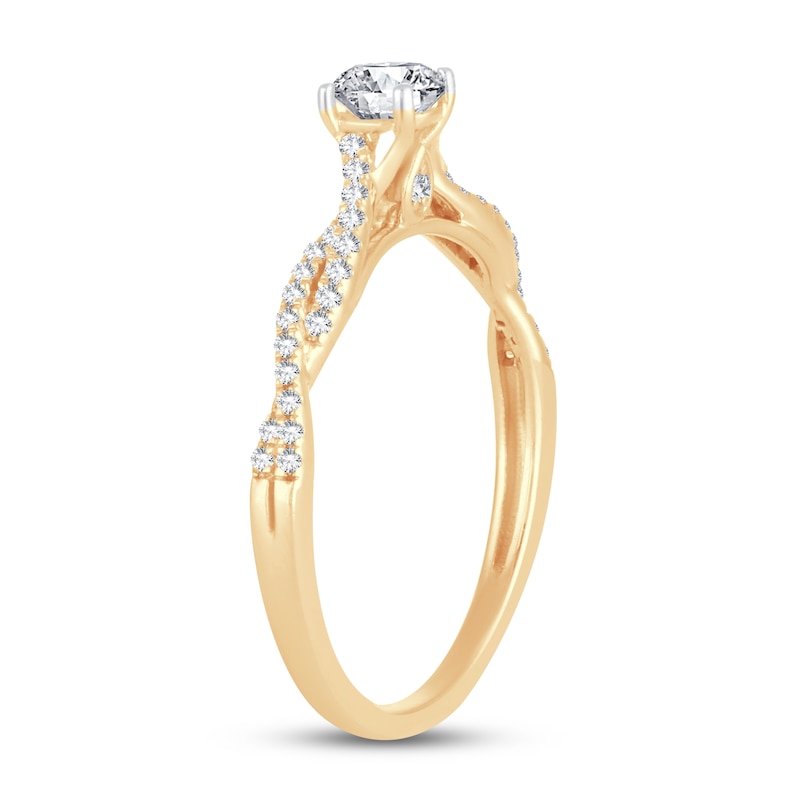 Diamond Engagement Ring 1/2 ct tw Round-cut Yellow Gold Plated