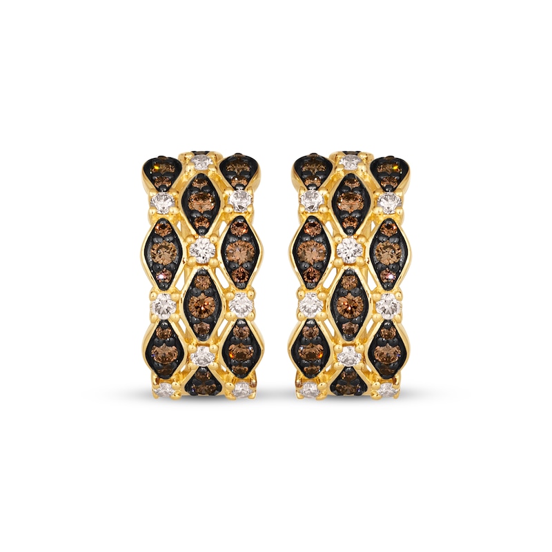 Le Vian Venetian Mosaic Diamond Hoop Earrings 7/8 ct tw Honey Gold Plated