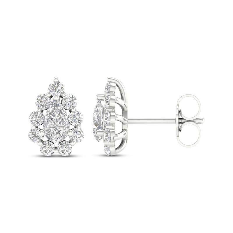 Lab-Created Diamonds by Pear-Shaped Stud Earrings 1 ct tw White Gold Plated