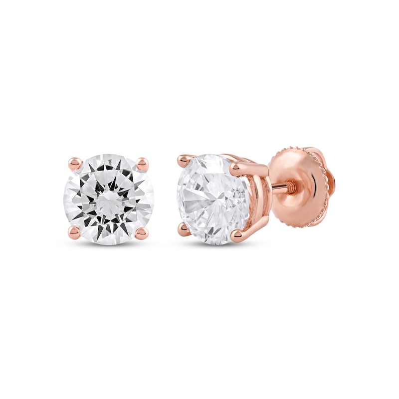 Lab-Created Diamonds by Round-Cut Solitaire Stud Earrings 2 ct tw Rose Gold Plated