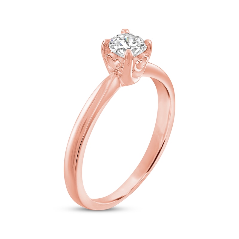 Diamond Solitaire Hearts Ring 1/2 ct tw Rose Gold Plated