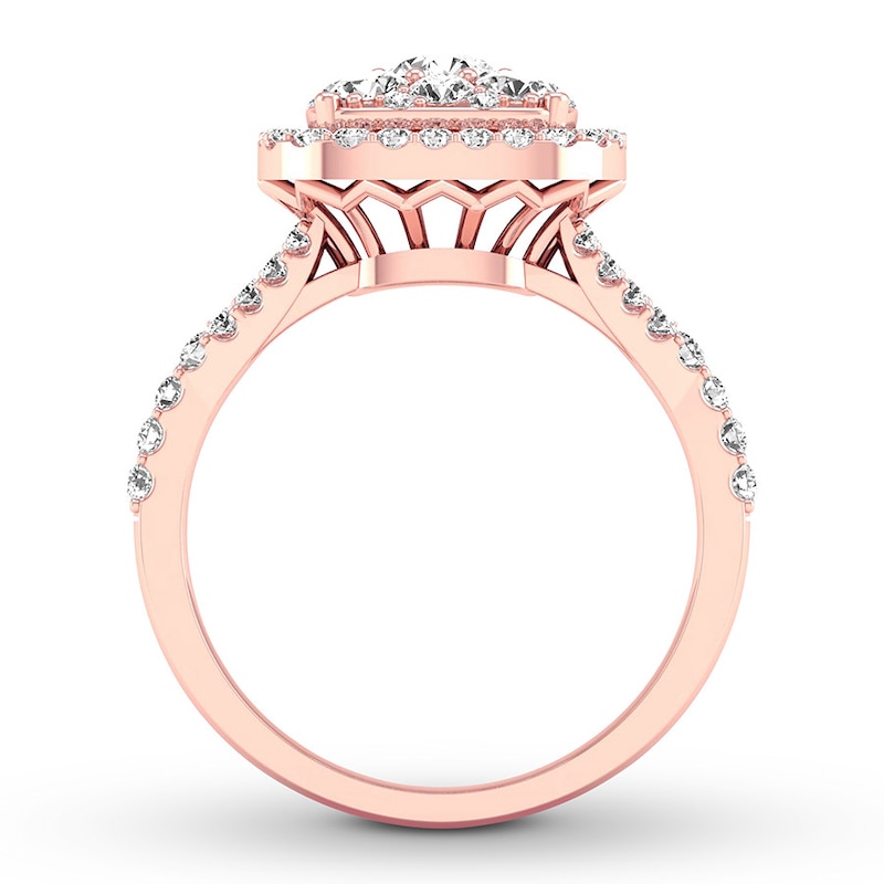 Diamond Engagement Ring 3/4 ct tw Round-cut Rose Gold Plated