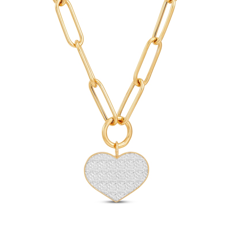 Diamond-Cut Heart Paperclip Necklace Yellow Gold Plated 18"