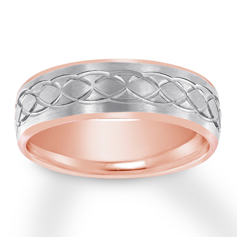 Engraved Wedding Band Two-Tone Gold Plated 6mm