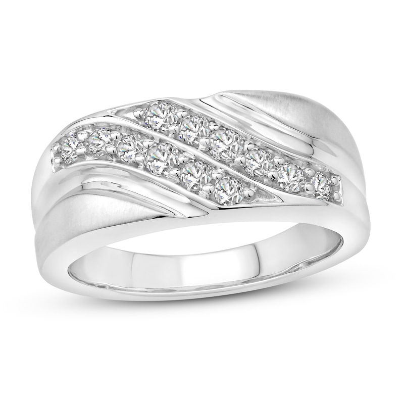 Men's Diamond Wedding Band 5/8 ct tw White Gold Plated