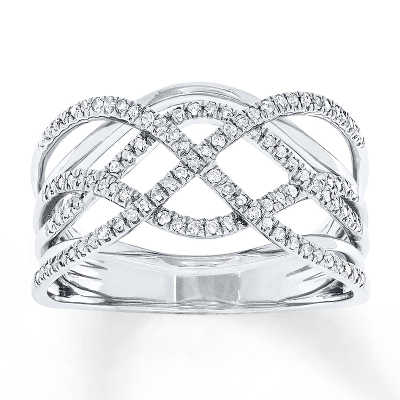 Diamond Ring 1/3 ct tw Round-cut White Gold Plated