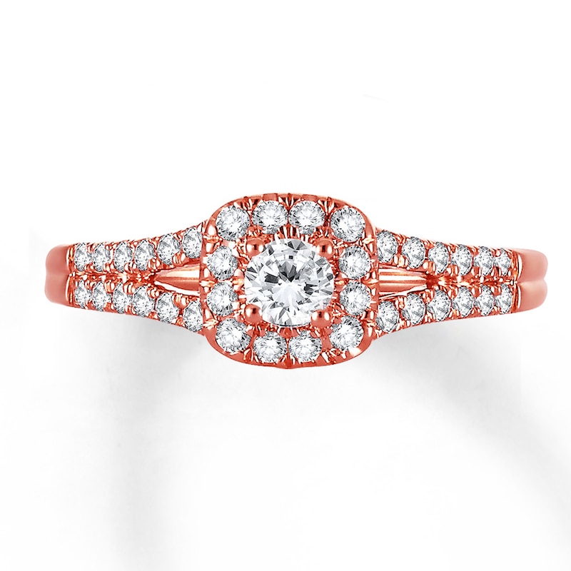 Diamond Engagement Ring 3/8 ct tw Round-cut Rose Gold Plated