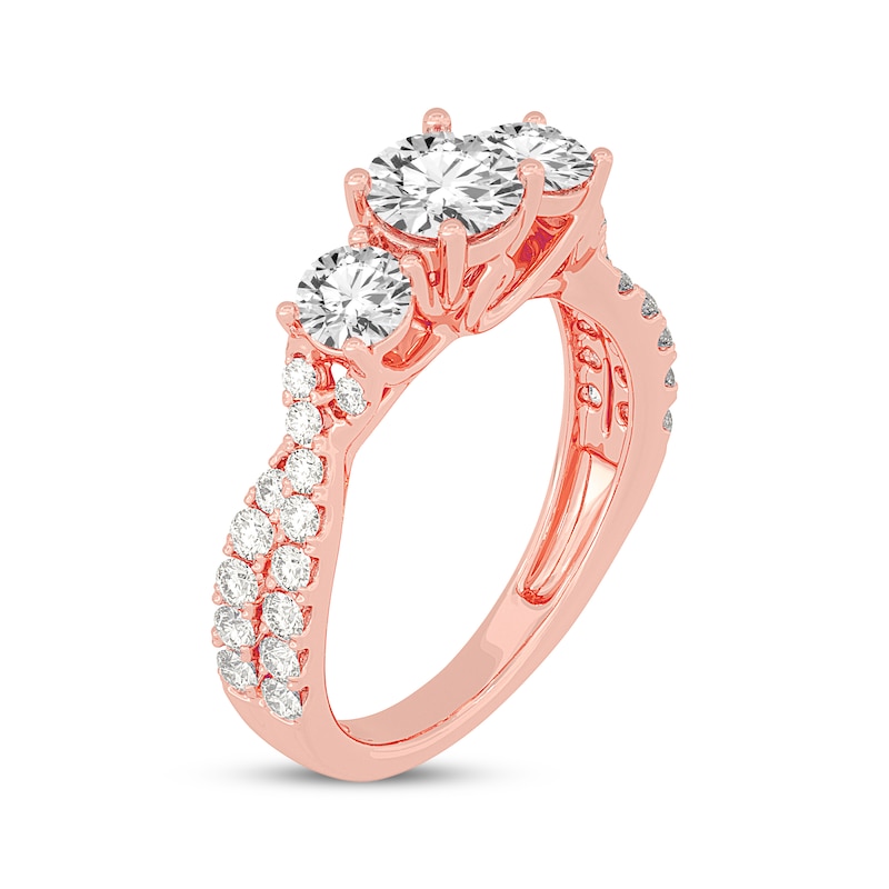Round-Cut Three-Stone Diamond Engagement Ring 2 ct tw Rose Gold Plated