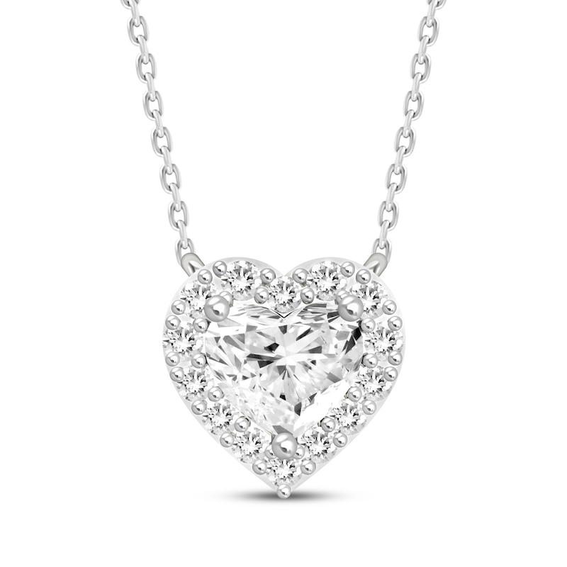 Lab-Created Diamonds by Heart Frame Necklace 1-1/4 ct tw White Gold Plated 18"