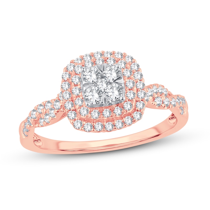 Diamond Engagement Ring 1/2 ct tw Round-cut Rose Gold Plated