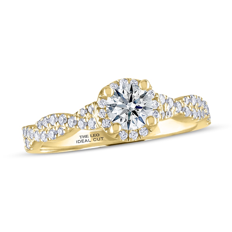 THE LEO Ideal Cut Diamond Engagement Ring 3/4 ct tw Yellow Gold Plated