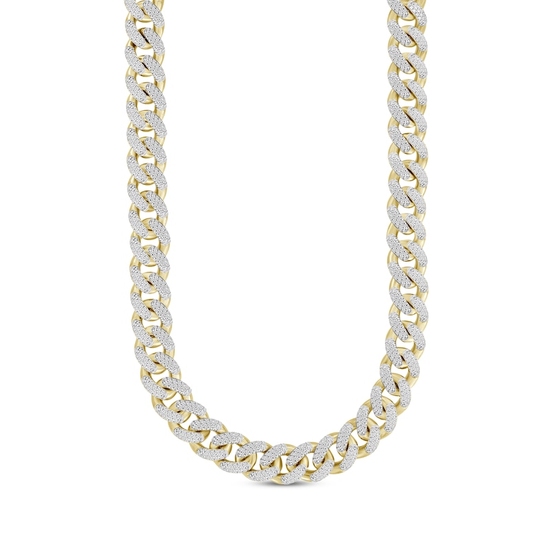 Men's Diamond Cuban Curb Chain Necklace 4 ct tw Yellow Gold Plated 20"